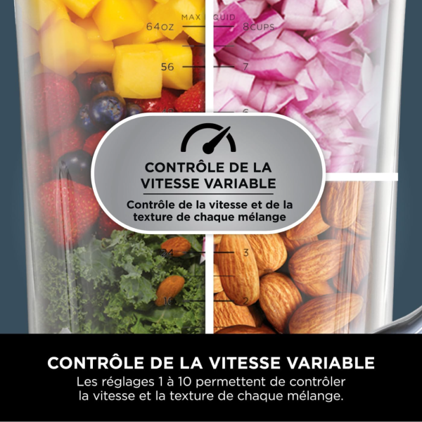 Blender intelligent Ninja Detect Pro 1200 W, cuve de 2 L (capacité maximale de 1900 ml), puissant blender pour smoothies, hachage de légumes