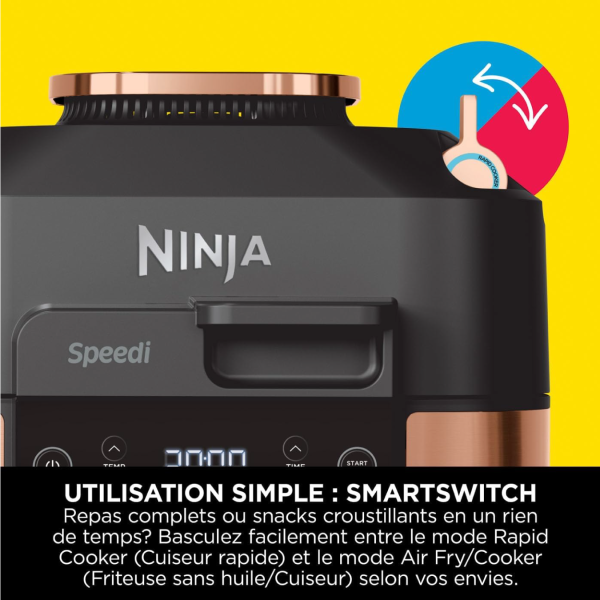 Ninja Speedi 10-en-1 Cuiseur rapide, Air Fryer, Friteuse à air et Multicuiseur, 5.7L, Repas pour 4 en 15 minutes, Vapeur, Gril, Cuire au four, Rôtir, Saisir, Mijoter et plus, Gris Sel de Mer,