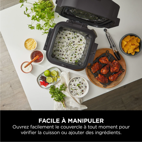 Ninja Speedi 10-en-1 Cuiseur rapide, Air Fryer, Friteuse à air et Multicuiseur, 5.7L, Repas pour 4 en 15 minutes, Vapeur, Gril, Cuire au four, Rôtir, Saisir, Mijoter et plus, Gris Sel de Mer,