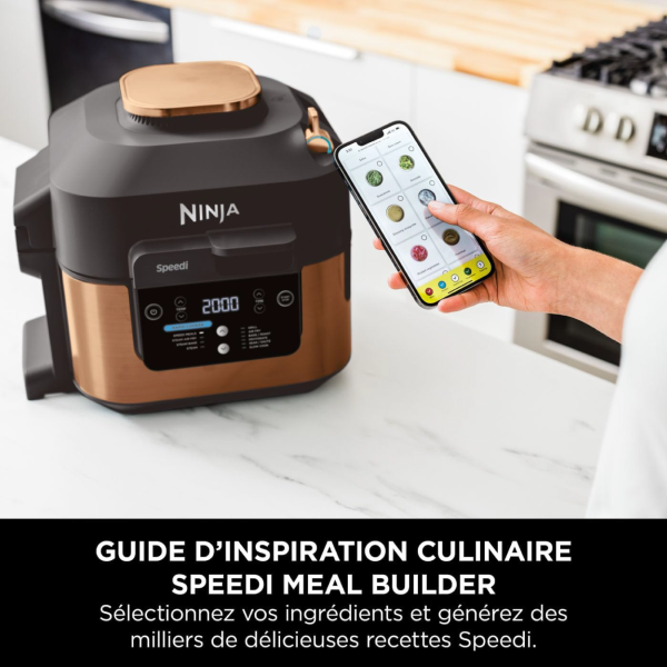 Ninja Speedi 10-en-1 Cuiseur rapide, Air Fryer, Friteuse à air et Multicuiseur, 5.7L, Repas pour 4 en 15 minutes, Vapeur, Gril, Cuire au four, Rôtir, Saisir, Mijoter et plus, Gris Sel de Mer,