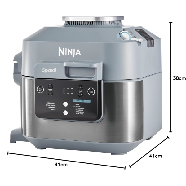 Ninja Speedi 10-en-1 Cuiseur rapide, Air Fryer, Friteuse à air et Multicuiseur, 5.7L, Repas pour 4 en 15 minutes, Vapeur, Gril, Cuire au four, Rôtir, Saisir, Mijoter et plus, Gris Sel de Mer,