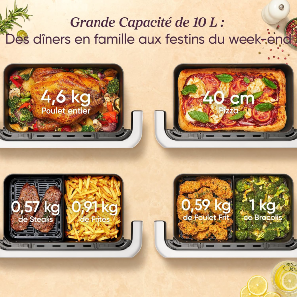 Friteuse à air COSORI Twinfry 10L, friteuse sans huile 5 en 1