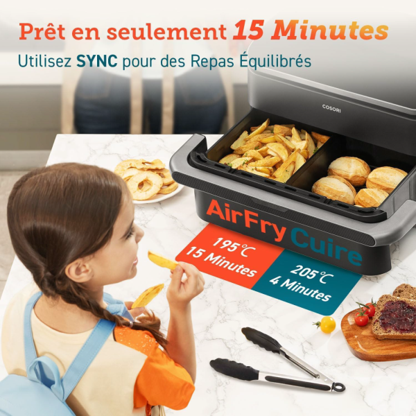 Friteuse à air COSORI Twinfry 10L, friteuse sans huile 5 en 1