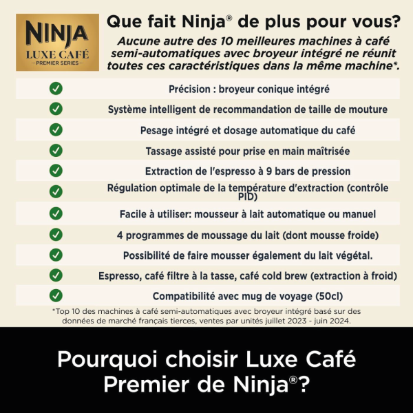 Machine Espresso Ninja Luxe Café Premier Cyber Space avec gourde isotherme bleue