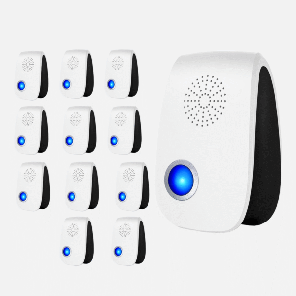 Répulsif ultrasonique amélioré 2025 pour souris, cafards, fourmis, rongeurs, insectes, moustiques, araignées, pour maison, garage, entrepôt, cuisine (X12)