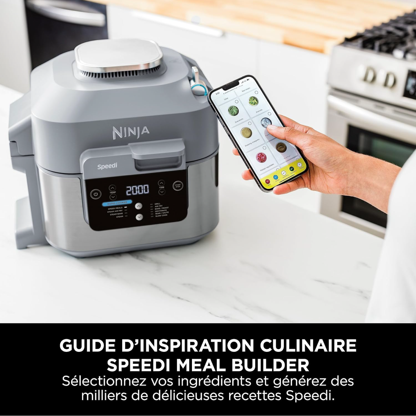 Ninja Speedi 10-en-1 Cuiseur rapide, Air Fryer, Friteuse à air et Multicuiseur, 5.7L, Repas pour 4 en 15 minutes, Vapeur, Gril, Cuire au four, Rôtir, Saisir, Mijoter et plus, Gris Sel de Mer, 7 Ninja Speedi 10-en-1 Cuiseur rapide, Air Fryer, Friteuse à air et Multicuiseur, 5.7L, Repas pour 4 en 15 minutes, Vapeur, Gril, Cuire au four, Rôtir, Saisir, Mijoter et plus, Gris Sel de Mer, – Image 7