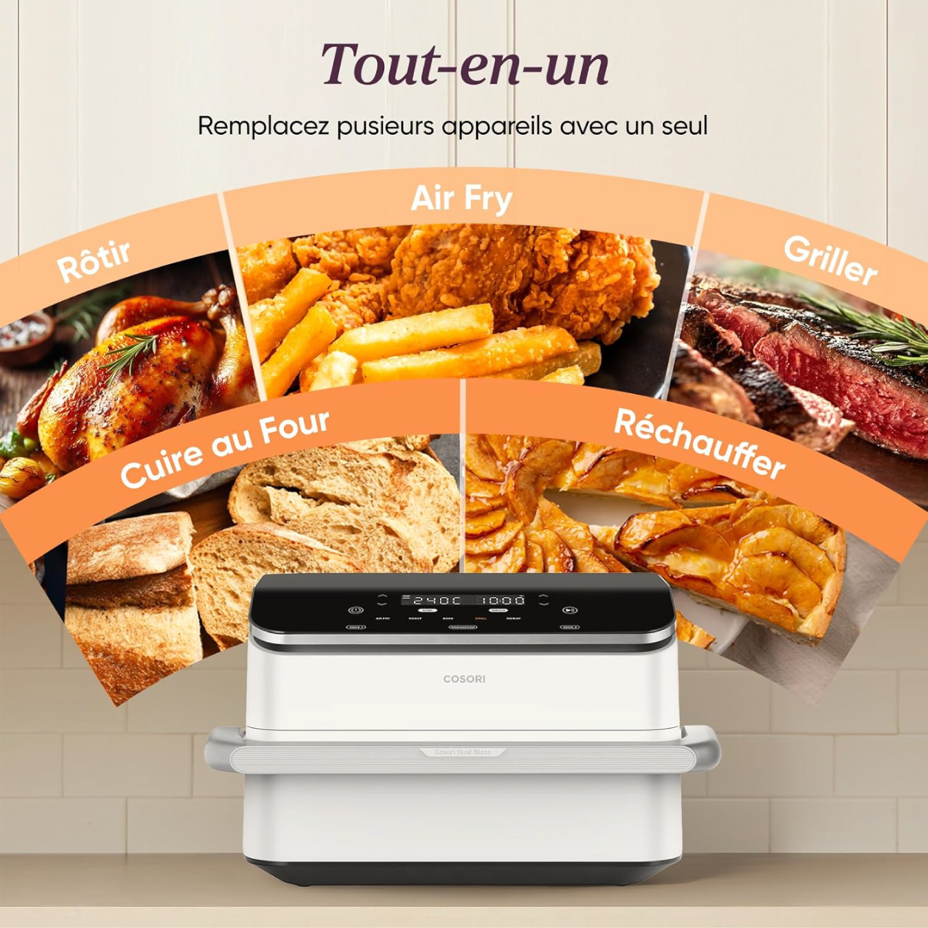 Friteuse à air COSORI Twinfry 10L, friteuse sans huile 5 en 1, double zone de cuisson avec séparateur amovible, double résistance, grande capacité, cuisson optimale, 40 °C à 240 °C, contrôle intelligent via application 12 Friteuse à air COSORI Twinfry 10L, friteuse sans huile 5 en 1, double zone de cuisson avec séparateur amovible, double résistance, grande capacité, cuisson optimale, 40 °C à 240 °C, contrôle intelligent via application – Image 12