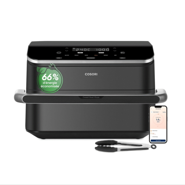 Friteuse à air COSORI Twinfry 10L, friteuse sans huile 5 en 1, double zone de cuisson avec séparateur amovible, double résistance, grande capacité, cuisson optimale, 40 °C à 240 °C, contrôle intelligent via application
